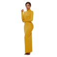 thumbnail image 6 of Lindreshi Plus Size Dresses for Women on Women's Casual Color High Collar Long Sleeve Stretch Slim Long Dress, 6 of 7