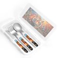 thumbnail image 4 of Honeii Colorful Plant Tiger Print Children's Knife, Fork And Spoon Set,Reusable Utensils Set with Case,Travel Cutlery Set,for Kids Adults Camping, 4 of 8