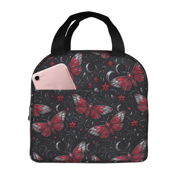 Butterfly Lunch Box Portable Cooler Insulated Thermal Bag With Front Pocket Reusable Food Container For Office Work Picnic Hiking Beach Men Women