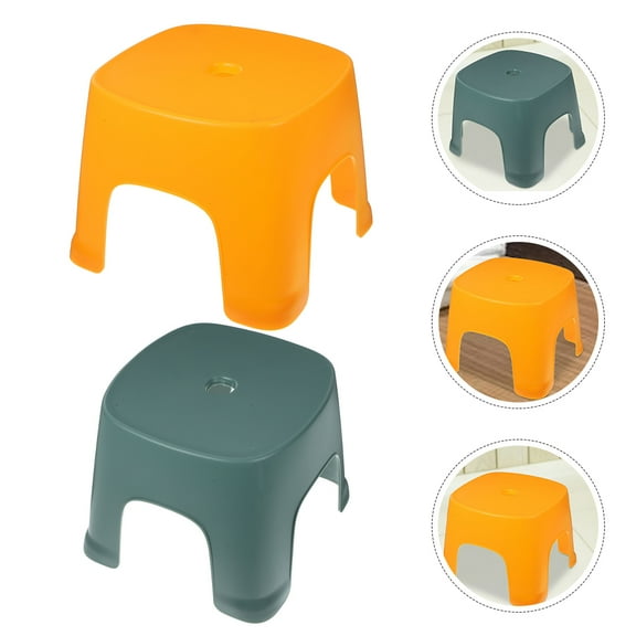 Milisten 2Pcs Lightweight Plastic Bathroom Foot Stool with Safety Nonslip Feature