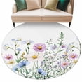 thumbnail image 2 of Spring Floral Large Round Rug 8 FT, Non Slip Living Room Area Carpet, Country Spring Floral Botanical Washable Soft Circle Rug Non-Shedding Floor Carpet for Bedroom Office Dining Room, 2 of 9