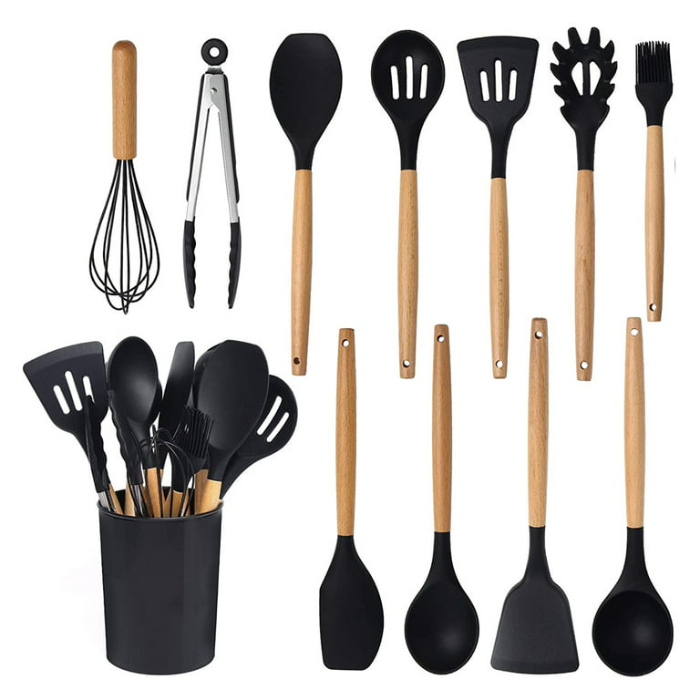 Kitchen Utensils Set-12 Pieces Silicone Cooking Utensils Set Heat Resistant  Spatula Set,Kitchen Utensil Set for Nonstick Cookware,Best Kitchen Tools  with Holder(BPA Free) 