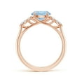 thumbnail image 2 of ANGARA Natural Round 1.6 ct Aquamarine Side Stone Engagement Ring with Diamonds in 14K Rose Gold for Women (Size-8mm) | March Birthstone, Anniversary, Jewelry Gift for Women | Natural Aquamarine Ring, 2 of 9