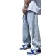 thumbnail image 2 of Pantalones De Mezclilla Desgastados para Hombres Pierna Ancha Causal Sueltos Cómodos Pantalones De Mezclilla para Hombres Pantalones para La Escuela Diaria Azul L, 2 of 8