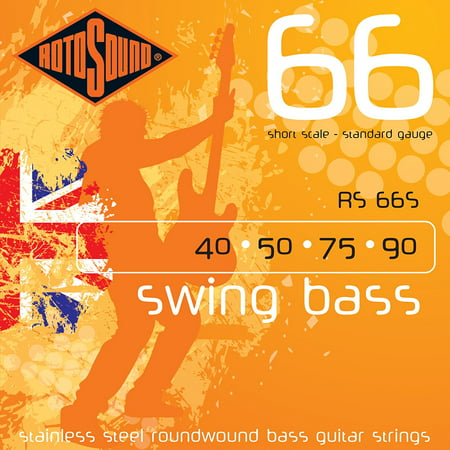 RS66S Swing Bass 66 Stainless Steel Short-Scale Bass Guitar Strings (40 50 75 90), By ROTOSOUND From
