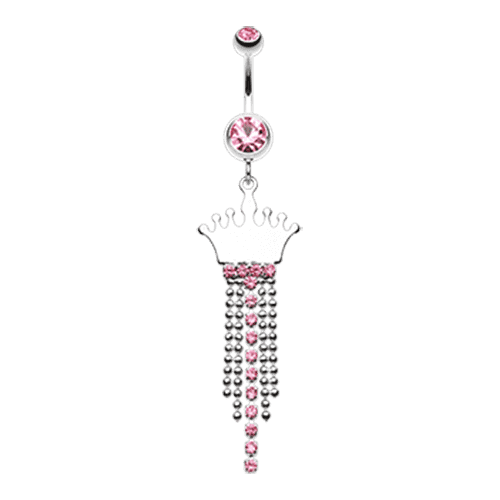 Princess Crown Jeweled Belly Button Ring