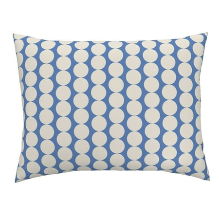 Mod Dot Circles - Mod Dots Modern Home Decor Blue And White Circle Pillow Sham by Roostery