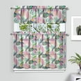 thumbnail image 2 of Kitchen Curtains 36 Inch Short - 3 Panel Set, Rod Pocket Window Curtain with Tropical Leaf Botanical Print, 100% Polyester for Farmhouse, Cafe, Kitchen, Bedroom, Easy Wash, 2 of 4