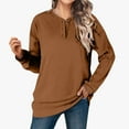 thumbnail image 2 of Npasoilc Fleece Henley Sweatshirts for Women Long Sleeve Quarter Button Up Round Neck Pullover Blouse Tops Solid Color Casual Loose Hoodless Hoodies, 2 of 7