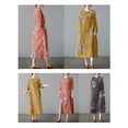thumbnail image 4 of Vestido vintage de manga larga para mujer con bolsillos Vestido informal suelto con estampado f CACAGOO Vestido, 4 of 7