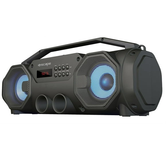 Escape - Haut-Parleur Sans Fil Stéréo BoomBox, Bluetooth 5.0 avec Radio FM et Lumières LED, Noir