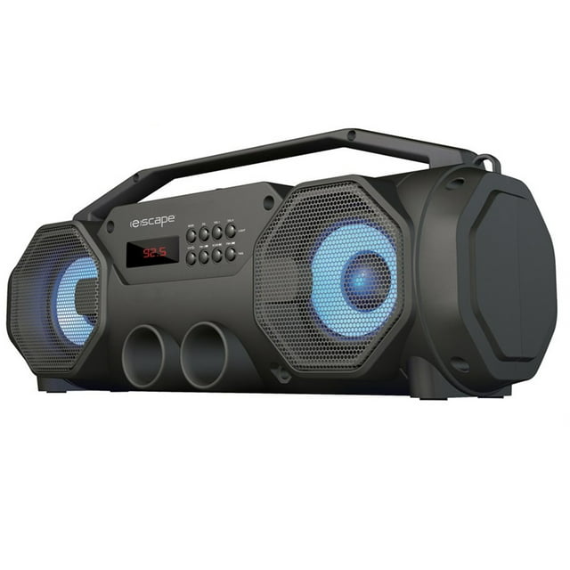 Escape - Haut-Parleur BoomBox Stéréo Sans Fil, Bluetooth 5.0 avec Radio FM et Lumières DEL, Noir