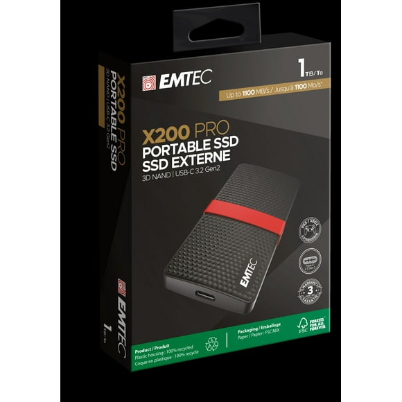 Emtec SSD 3.2Gen2 X200 PRO 1TB Portable, 1TB Emtec X200 PRO Portable SSD