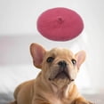 thumbnail image 2 of Dog Cat Beret Wool Yard Hat Durable Adjustable Elastic Photo Props Rope Costume Warm Rose Red, 2 of 9