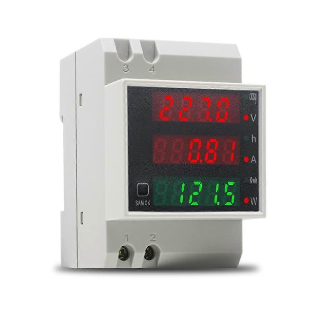 Din Rail Electricity Meter Single Phase Energy Meter Voltmeter Digital Ammeter AC 80-300V 100A Wattmeter Electric Consumption