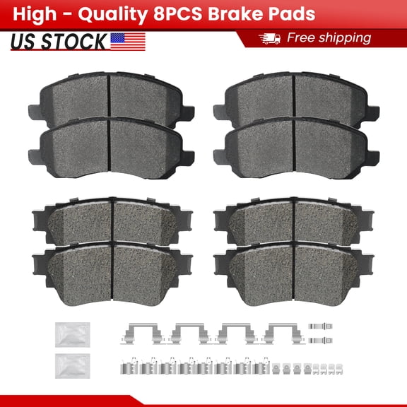 ACB ZONE Front and Rear Ceramic Brake Pads with Hardware for 2017-2020 Mitsubishi Outlander (P-866, P-2135)