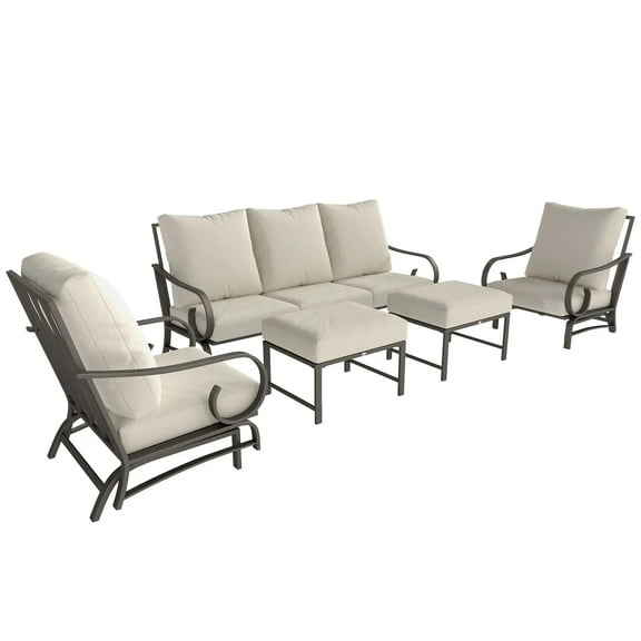 Resenkos 5-Piece Backyard Furniture Set, Outdoor Sectional Furniture, Steel, Beige