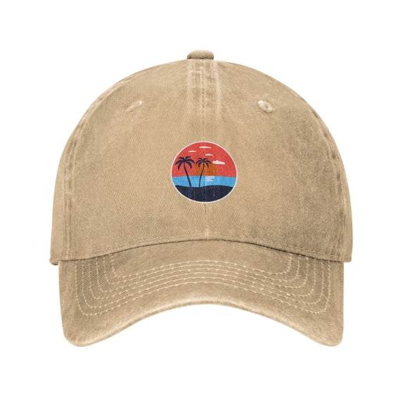 ZICANCN Adjustable Baseball Cap Women, Sunset Beach Hats for Men Adult Washed Cotton Denim Baseball Caps Fashion, Natural