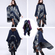 thumbnail image 2 of Capa tipo poncho tipo chal con bloques de colores para mujer, de talla grande, con abertura frontal, suéter largo de invierno, 2 of 5