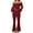 Red, variant on Kaemgyyd Women 2 Piece Set Spring Outfits Flare Long Sleeve off Shoulder Crop Top and Bell Bottoms Pants Set Rib Knit Lounge Sets