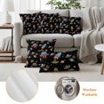 thumbnail image 5 of Outdoor Pillow Covers Pack of 2, Cartoon Rocket Space Planet Waterproof Throw Pillowcase Cushion Cases, Cute Spaceship on Black Decorative Pillow Cover for Couch Sofa Home Bed Patio, 5 of 9