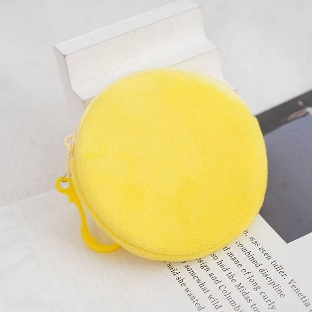 Monedero redondo de peluche de color caramelo, llavero, billetera bonita, tarjetero para mujer, monedero sencillo
