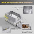 thumbnail image 4 of Arenero para Gato de Acero Inoxidable Caja de Arena con Tapa Bandeja de Arena XL Extragrande de Alto Costado para Gatos Grandes Arenero para Gato Autolimpiable con Cuchara y Filtro Antifugas, 4 of 7