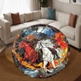 thumbnail image 3 of Round Rug, Four Horsemen Cute Design Soft Washable Carpet, Non-Slip Floor Mat for Living Room Bedroom Home Decor 24 Inch, 3 of 6