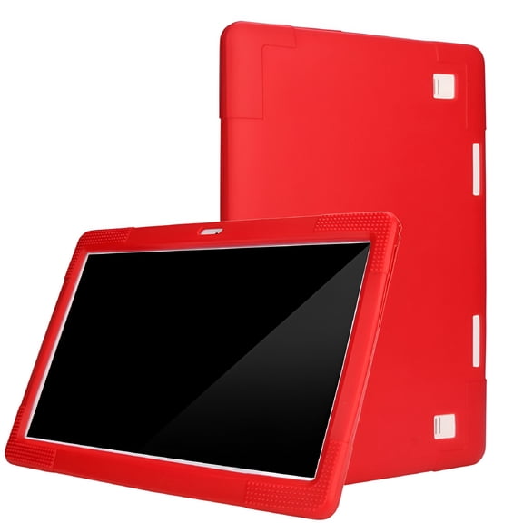 GJX 3-Pack Universal Silicone Tablet Case for 10 to 10.1 Inch Android Devices, Shockproof Full Body PC Cover with Precise Cutouts, Red
