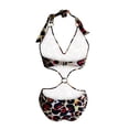 thumbnail image 3 of Gibobby Trajes de Baño Mujer Completo Trajes de baño de leopardo para mujer con cuello en V, anillo de metal, traje de baño con tiras, Monokini fruncido(A,CH), 3 of 5