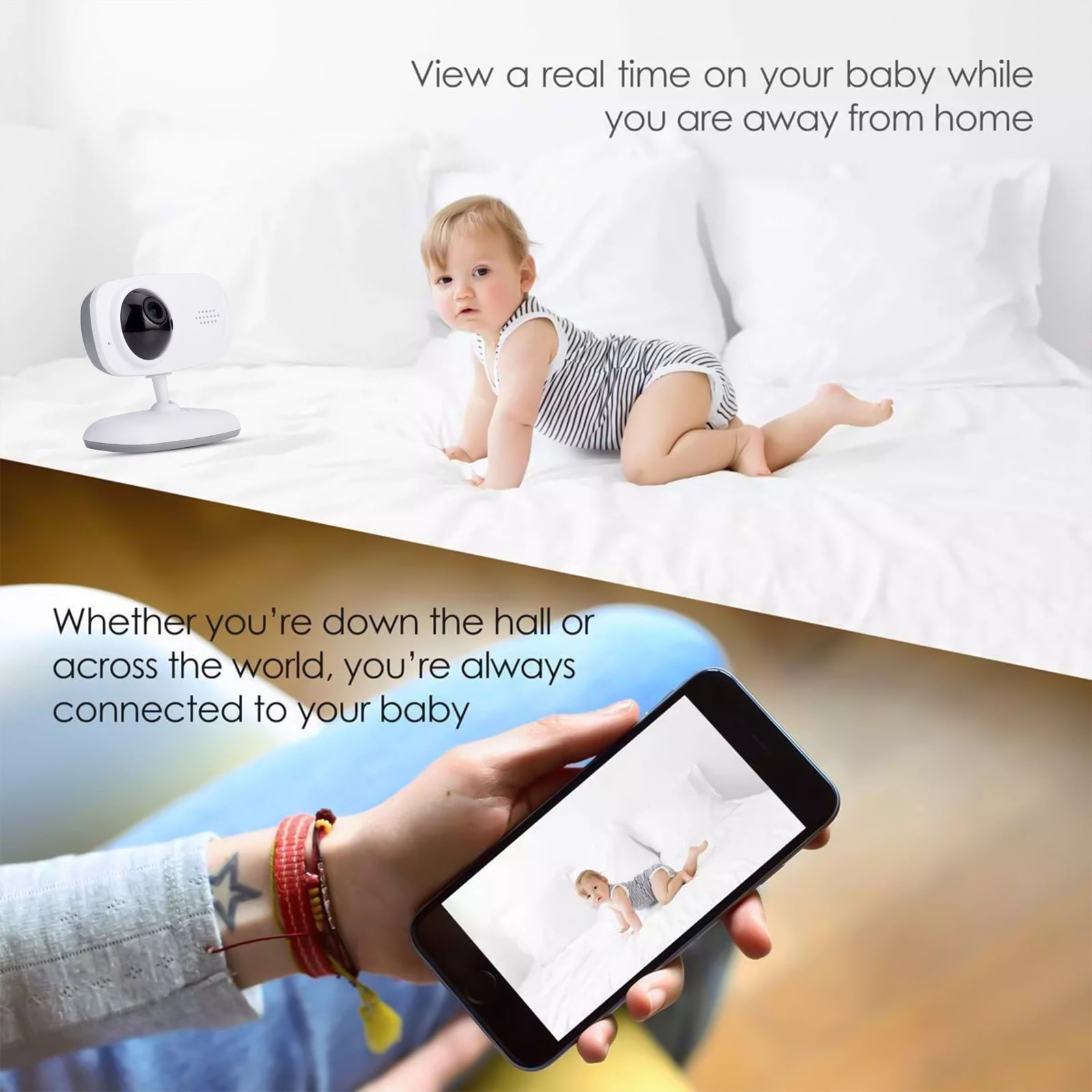 Baby Monitor With Camera And Audio 720P Night Vision Motion And Sound Detection,2.4G WiFi Home Security Camera For Baby And Pet Monitoring