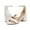 WHITE/PU, variant on BURUDANI Women's Fashion Low Chunky Heel Sandals Open Toe Ankle Strap Dress Heel Shoes GOLD/GLITTER Size 9.5