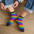thumbnail image 3 of Rateoe Colorful Glitter Rainbow Pattern Quarter Crew Socks,Toe Seamed Ankle Socks,Cotton Cushioned Breathable Athletic Crew Sports Socks, 3 of 7