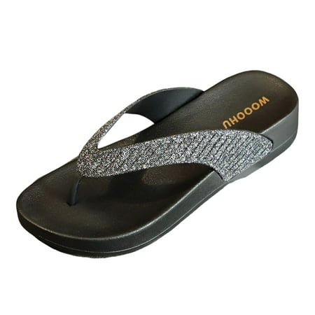 

Sandals Women Fashion Wedges Shoes Thick Soled Flip Flops Fashion Trend Flat Heel Outdoor Beach Flip Flops Shoes For Women Dressy