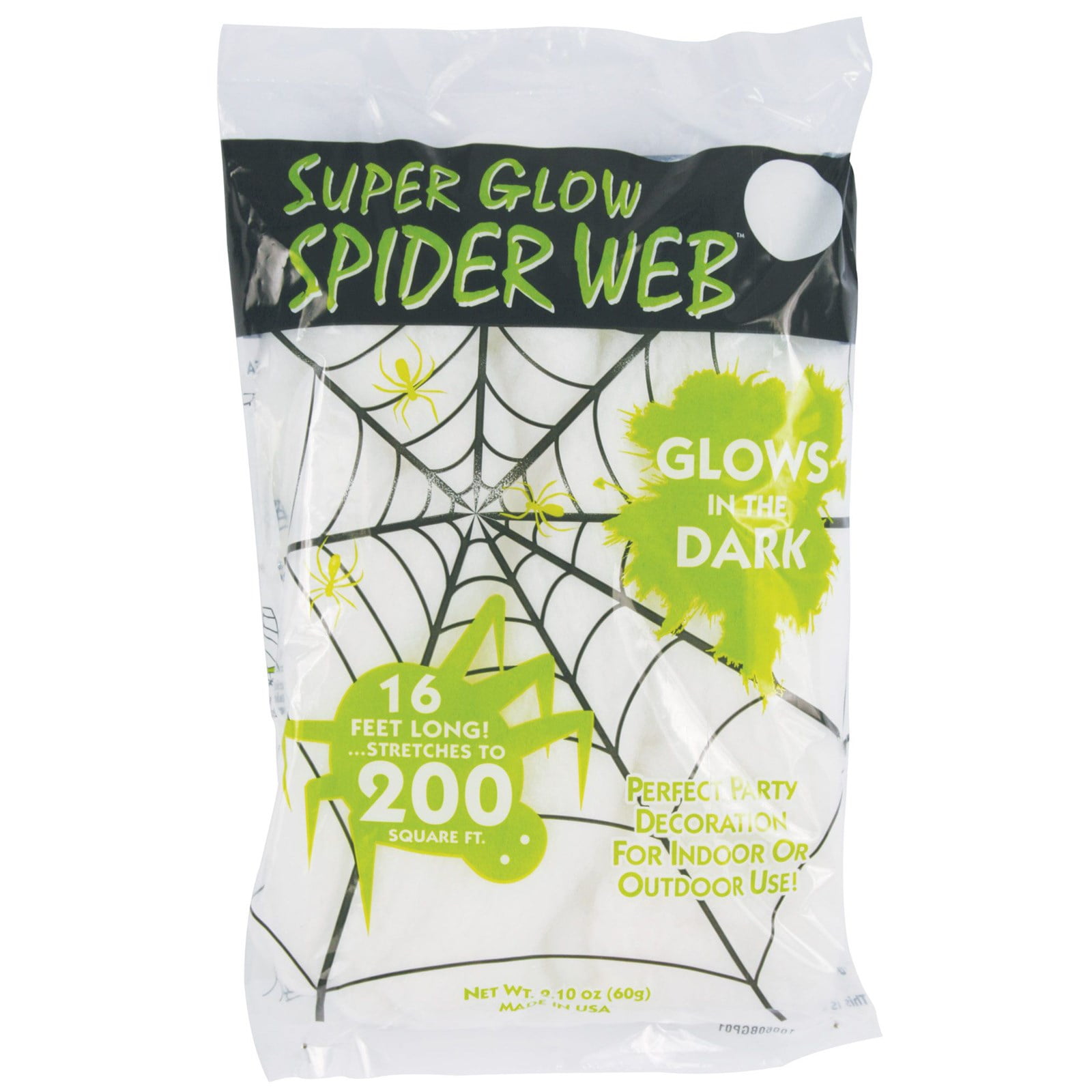 Halloween Shower Curtain Spider Web Black Glow in the Dark 