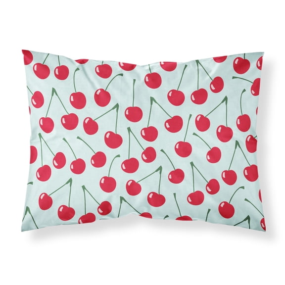 Carolines Treasures BB5148PILLOWCASE Cherries on Blue Fabric Standard Pillowcase Standard multicolor