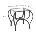 thumbnail image 6 of Tempered Glass Surface 3-Piece Coffee Table Set Decor Rectangle Coffee Table with 2 Square End Side Table Unique Design Coffee Table with Sturdy Construction for Living Room (Rustic Black), 6 of 7