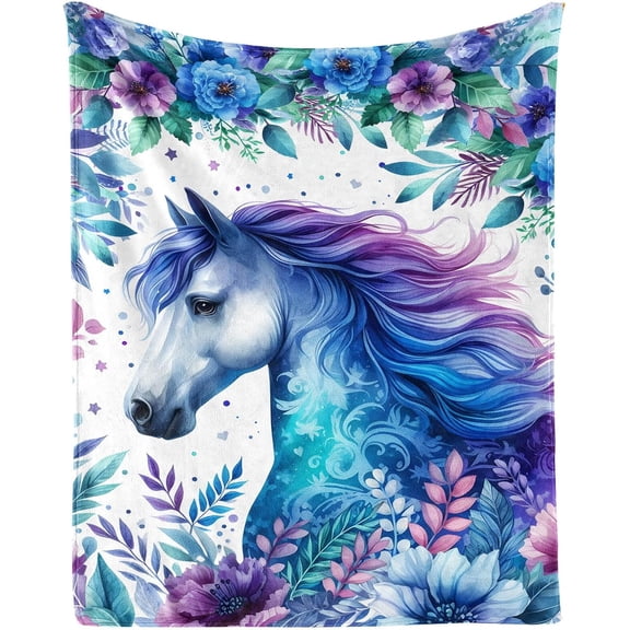 Kuscheln Horse Throw Blanket, Soft Horse Flannel Blanket for Girls Boys Kids Horse Lovers, Horse Gifts for Girls Women, Warm All Season Lap, Chair, Sofa Blanket