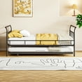 thumbnail image 2 of DreamBuck Full Size Metal Daybed with Curved Handle Design and Twin Size Trundle, Black, 2 of 8