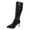 Black, variant on SKIYLEVZ Knee-High Boots for Women Slip-On Square Heel Solid Color High Boots Knee-High Shoes Faux Leather Knee High Boots Wide Calf Available Suitable Dress Match
