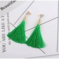 thumbnail image 3 of Trendy clip on 3 3/4" long gold top string earrings in a variety of colors, 3 of 16