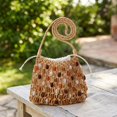 thumbnail image 1 of Bolso tote tejido para mujer, bolso informal para guardar cosas, ideal para el trabajo, el , la playa o . Marrón, 1 of 8
