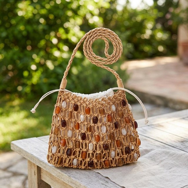 Bolso tote tejido para mujer, bolso informal para guardar cosas, ideal para el trabajo, el , la playa o . Marrón