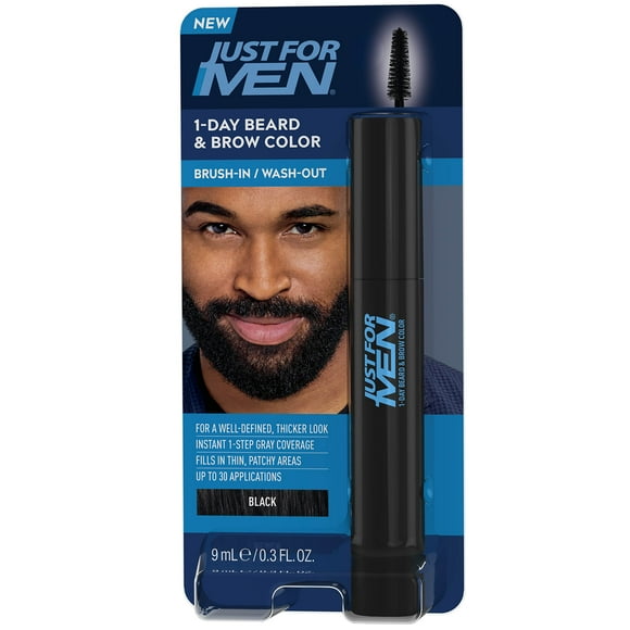 Color para barba y cejas solo para hombres, negro de 1 día, 30 aplicaciones