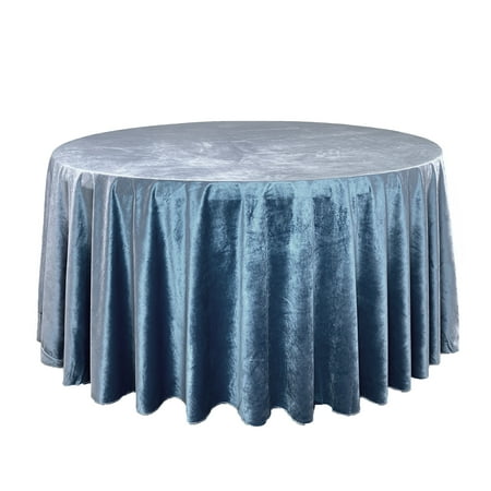 

120 Inch Round Royal Velvet Tablecloth Dusty Blue