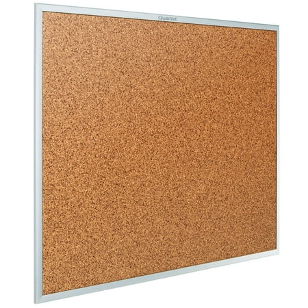 Quartet Classic Series Cork Bulletin Board, 60" x 36", Tan Surface, Anodized Aluminum Frame