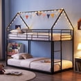 thumbnail image 6 of Costway Twin Over Twin Metal Bunk Bed, House Shaped Floor Bunk Bed Frame with Roof & Ladder Black, 6 of 10