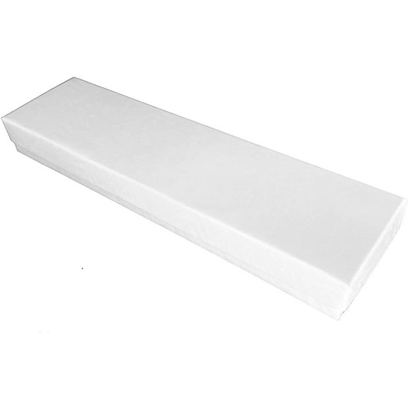 888 Display - Pack of 10 Boxes of 8" x 2" x 1" White Swirl Eggshell Finish Cotton Filled Jewelry Boxes