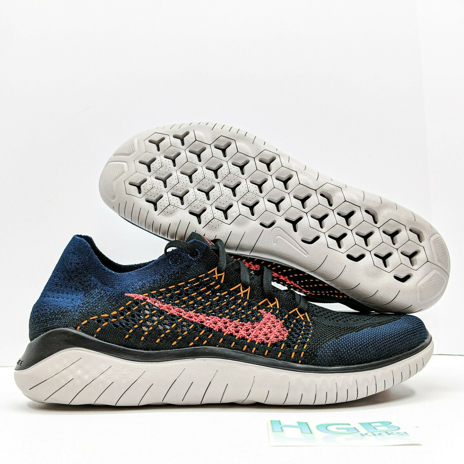 Nike free rn flyknit 2018 women's black pink hot sale