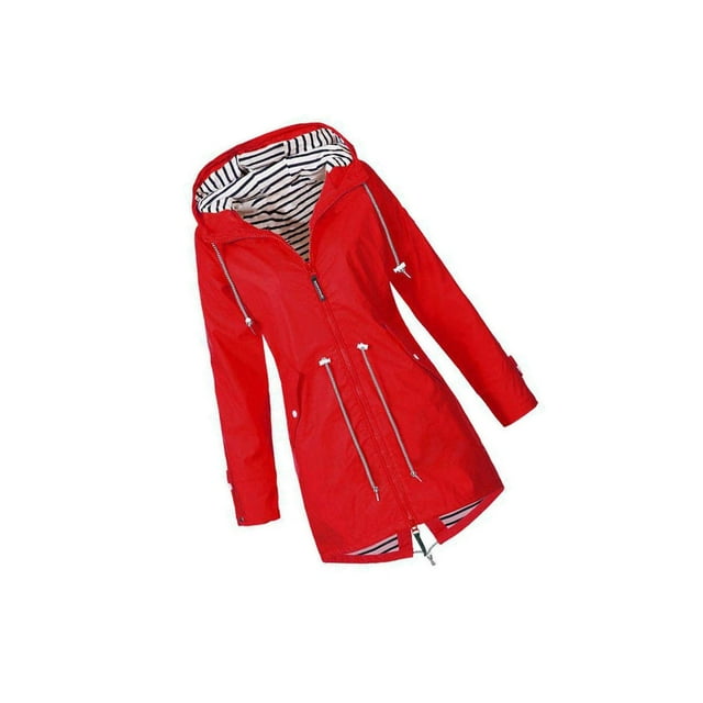 Chandail à Capuchon Doux Veste Femme Imperméable Manteau de Pluie pour Femme Manteau d'Extérieur Rouge 5TG